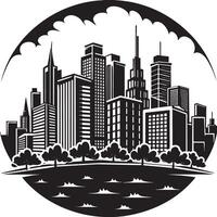 city skyline logo illustration black and white vector