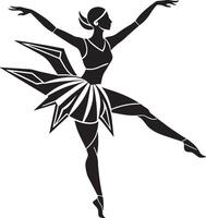 ballet bailarín silueta ilustración negro y blanco vector