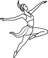 silueta de un bailarina bailando ilustración negro y blanco vector