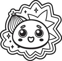 Cute sticker illustration black and white vector