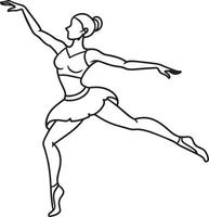 silueta de un bailarina bailando ilustración negro y blanco vector