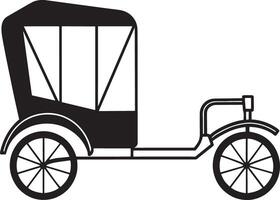 vintage rikshaw silhouette black and white illustration vector