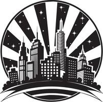 city skyline logo illustration black and white vector