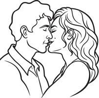 couple kissing illustration black and white vector