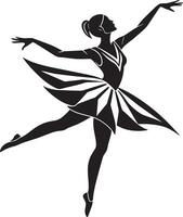 ballet bailarín silueta ilustración negro y blanco vector