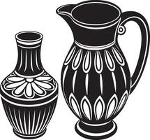 jug and cup llustration black and white vector