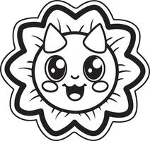 Cute sticker illustration black and white vector