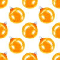 Watercolor painting pattern yellow Christmas balls. Seamless repeating print for Christmas and New Year. Winter design for wallpaper, wrapping paper, fabric, textile and decor. Isolated png