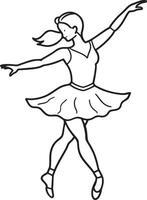 silueta de un bailarina bailando ilustración negro y blanco vector