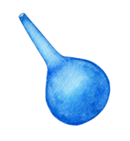 Blue medical enema. Watercolor illustration of a medical syringe to cleanse the rectum. Isolated. Drawn by hand. png