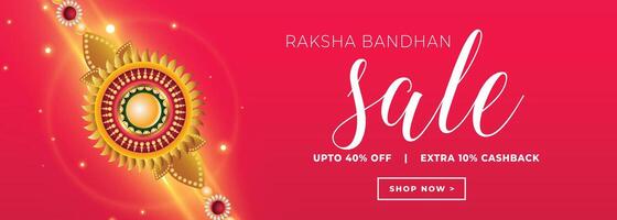 raksha bandhan sale banner concept with golden rakhi wristband vector