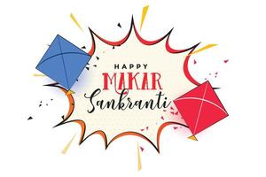 makar sankrati abstract background with kites vector