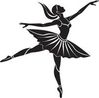 silueta de un bailarina bailando ilustración negro y blanco vector