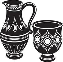 jarra y taza Ilustracion negro y blanco vector