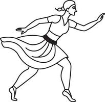 silueta de un bailarina bailando ilustración negro y blanco vector