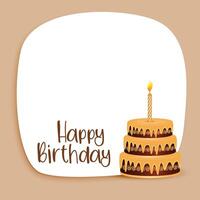 happy birthday card design with text space and cake vector