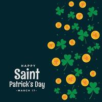 st patricks day leaves and coins background vector