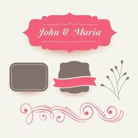 collection of pink wedding decoration elements vector