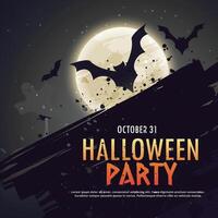 flying bats spooky hallowen background vector