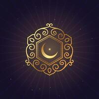 dorado floral estilo Ramadán festival símbolo vector
