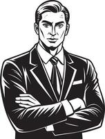 sketch of a young businessman illustration black and white vector