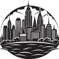 city skyline logo illustration black and white vector