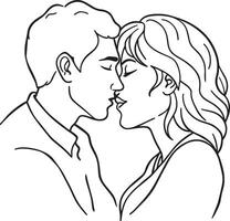 couple kissing illustration black and white vector