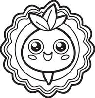 Cute sticker illustration black and white vector