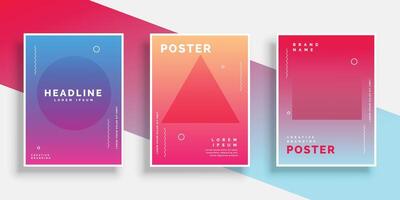 minimal geometric memphis style poster background set vector