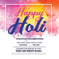 happy holi festival celebration invitation card design vector