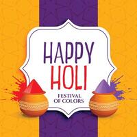 happy holi greeting design with colors splatter vector