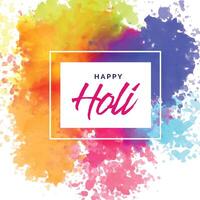 happy holi poster design with colorful stains vector