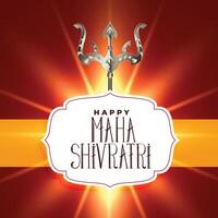 lord shiva trishul on glowing shivratri background vector