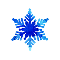 waterverf schilderij blauw silhouet van een sneeuwvlok. vrolijk Kerstmis en gelukkig nieuw jaar. winter illustratie voor ontwerp. geïsoleerd png