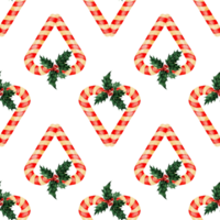 Watercolor painting candy and holly pattern. Trendy Christmas illustrations. Christmas pictures. Traditional decor. Isolated. Drawn by hand. png