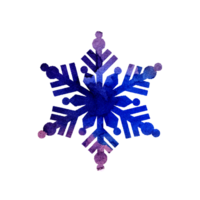 Watercolor painting lilac blue silhouette of a snowflake. Merry Christmas and Happy New Year. Winter illustration for design. Isolated png