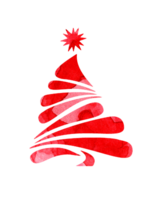 Watercolor painting Christmas tree red silhouette. Christmas tree for creating New Year and Christmas cards. Wood for design and creativity. Isolated. Drawn by hand. png