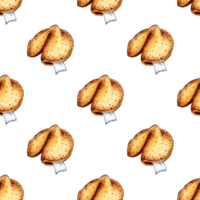 waterverf schilderij patroon van fortuin koekjes. naadloos herhalen afdrukken van Chinese vakantie koekjes. Chinese nieuw jaar. waarzeggen voor koekjes. geïsoleerd getrokken door hand. png