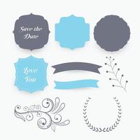 wedding decoration elements and labels vector