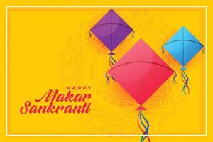 colorful kites background for happy makar sankranti vector