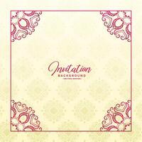 stylish floral border frame invitation background vector