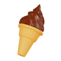 doce verão tratar gelo creme cone. 3d render png