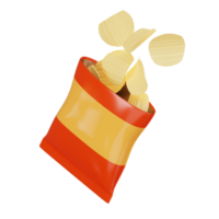 crujiente deleite de patata papas fritas para bocadillo comida conceptos. 3d hacer png