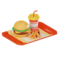 burger snabb mat och skräp mat begrepp. 3d framställa png