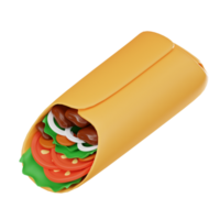 utsökt burrito mexikansk kök. 3d framställa. png