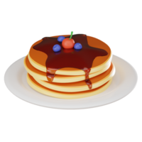 Gourmet Breakfast of Pancakes with Honey and Cherry. 3D render png