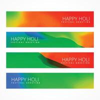 bright happy holi banners vector