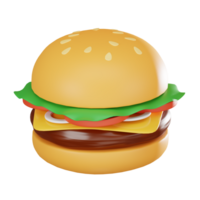 savoureux Burger iconique vite aliments. 3d rendre png