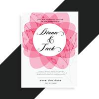 pink floral wedding card design vector