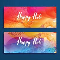 colorful happy holi banners set vector